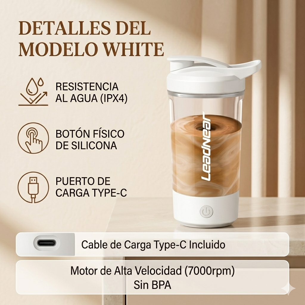 Shaker Eléctrico Pro™ — Mezclador Portátil 7000 RPM para Proteína y Café